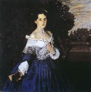 unknow artist Mrs. blue female portrait painter Nova Spain oil painting artist